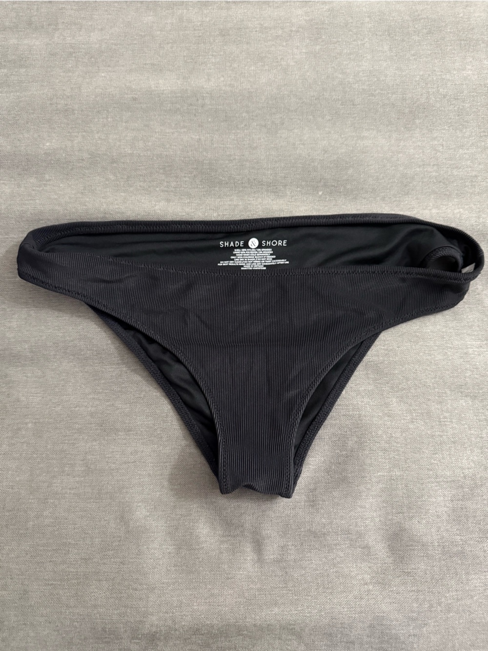 Shade & Shore Black Ribbed Swim Bikini Bottom